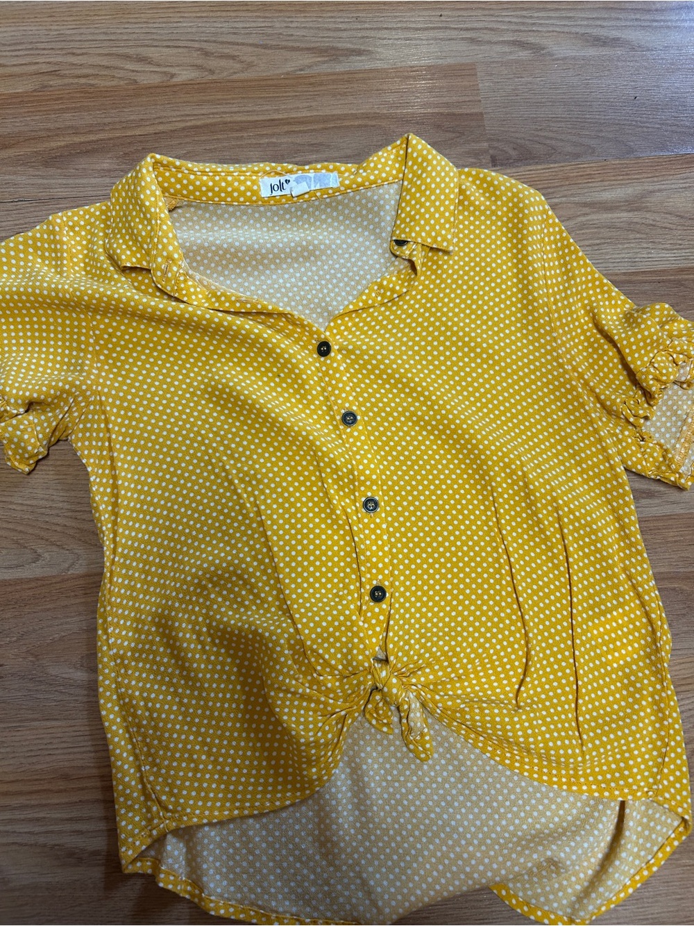 Jolt Yellow White Polka Dot Blouse